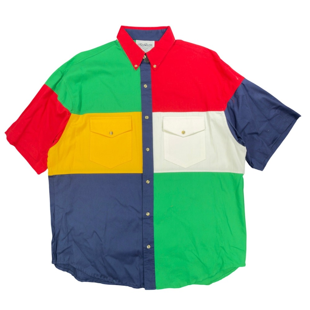 San Angelo Vintage 90s Colorblock Shirt Mens XL Multicolor Cotton NWT Deadstock